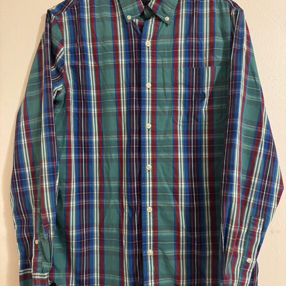Chaps Men’s Button Down Shirt Size L Plaid Long Sleeve Casual Cotton Pre-Owned - Picture 1 of 3